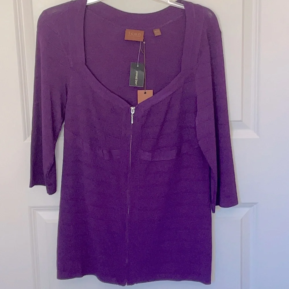 Lane Bryant Icon Collection Purple Zip Top 14/16 NWT Business Attire